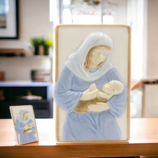 Ceramic Mary Holding Baby Jesus Figurine, Home D&eacute;cor, Religious D&eacute;cor, Religious Gift, Church D&eacute;cor, Baptism Gift {2}