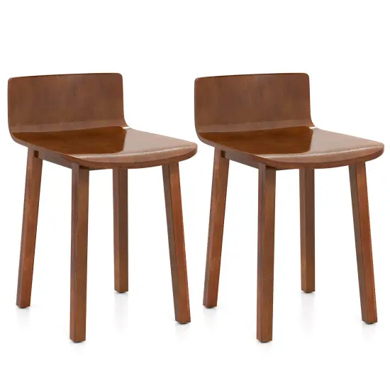 Costway Dining Chairs Set of 2/4 with Acacia Wood Legs Curved Seat & Low Back for Home {7}