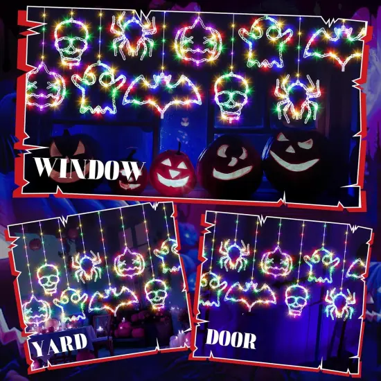 10 Pack Pumpkin Bat Spider Halloween Lights {3}