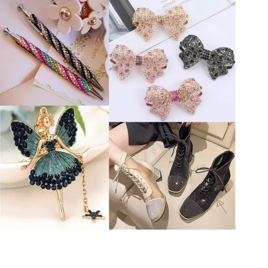 7000pcs+ Flatback Glass Hotfix Iron On Rhinestones Crystal for DIY Making with 1 Tweezer & 1 Picking Pen for Shoes, Clothes, Face Art, Bags, Manicure (Jet Black, 5-Sizes) {2}