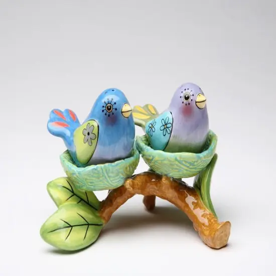 Ceramic Bird Nest Salt and Pepper Shakers and Tealight Candle Holders, Home Décor, Gift for Her, Gift for Mom, Kitchen Décor {2}