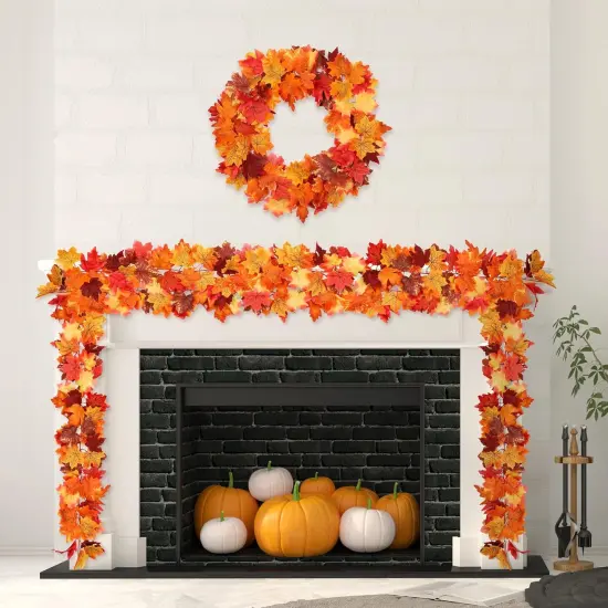 4 Pack Maple Leaves Garland 5.8ft/pc Artificial Fall Foliage {5}