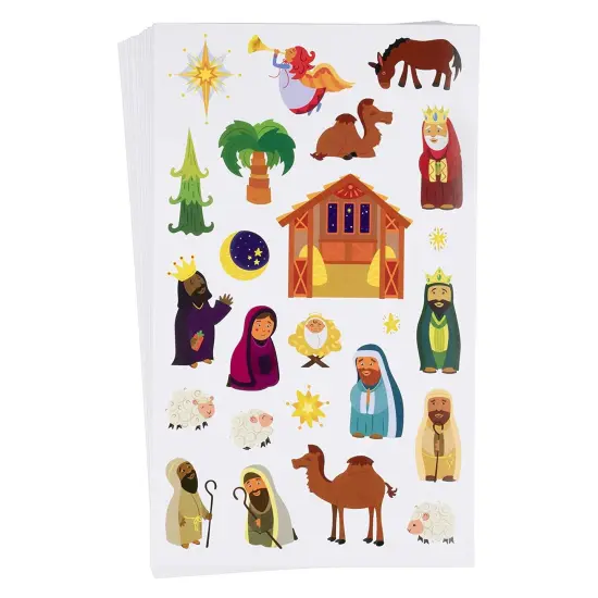 864-Piece Christmas Stickers, 36 Sheets Nativity Scene Stickers for Scrapbooking, DIY Crafts, Holiday Card Making, Gift Wrapping, Decorations, and Classroom Projects {1}
