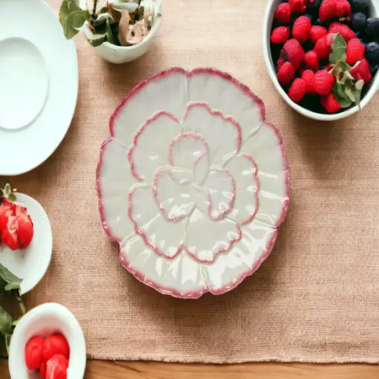 Ceramic Set Of 4 Carnation Flower Plates, Home D&eacute;cor, Gift for Her, Gift for Mom, Spring D&eacute;cor, Party D&eacute;cor, Wedding Decor {2}