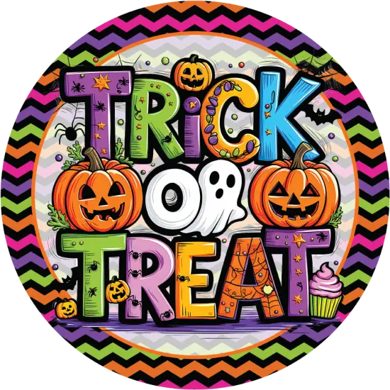 Colorful Trick or Treat Round Sign {2}