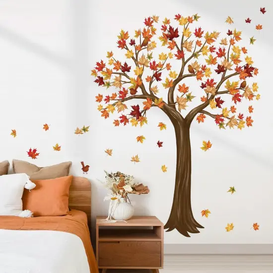 Fall Large Tree Wall Stickers Autumn Maple Leaves {1}