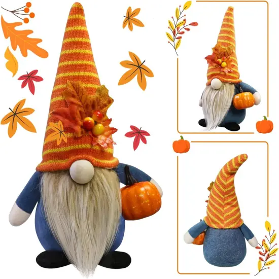 2Pack Handmade Fall Harvest Gnome Plush {3}