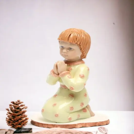 Ceramic Praying Girl Figurine, Religious Décor, Religious Gift, Church Décor, Church Gift, Baptism Gift {2}