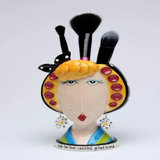 Ceramic Lady Makeup Brush Holder, Home D&eacute;cor, Gift for Her, Mom, Friend, or Coworker, Vanity D&eacute;cor {3}