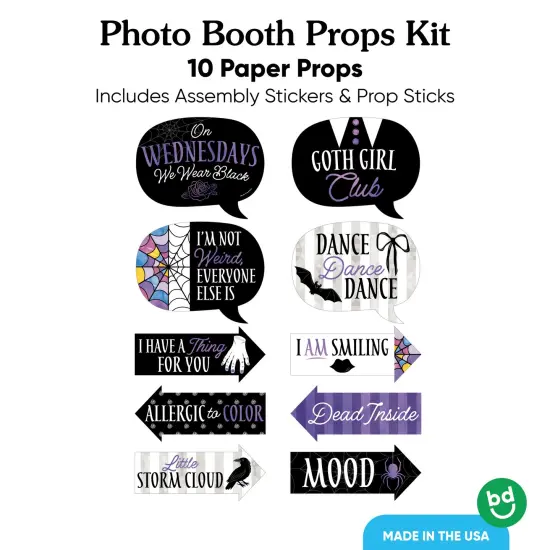 Big Dot of Happiness Goth Girl Funny Photo Props, Halloween or Birthday Party Decoration, Skulls, Ravens, Roses, Bats Photo Booth Props Kit &ndash; 10 Piece {4}