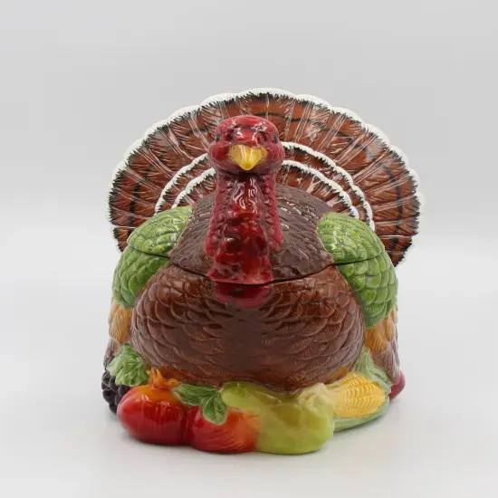 Ceramic Traditional Turkey Cookie Jar, Home D&eacute;cor, Gift for Her, Gift for Mom, Kitchen D&eacute;cor, Fall D&eacute;cor, Thanksgiving D&eacute;cor {5}