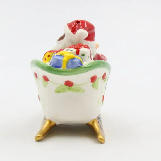 Ceramic Christmas African American Santa Riding Sleigh Salt And Pepper Shakers, Home D&eacute;cor, Gift for Her, Gift for Mom, Kitchen D&eacute;cor {5}