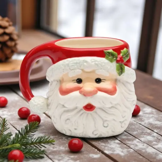 Ceramic Christmas Santa Claus Coffee Mug, Home D&eacute;cor, Gift for Her, Gift for Mom, Kitchen D&eacute;cor, Christmas D&eacute;cor {2}