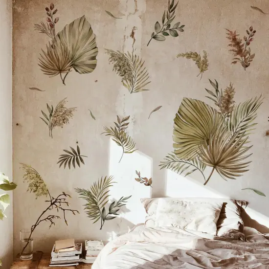 Large Boho Palm Leaves Wall Decals Fall Leaf Wall Stickers {3}