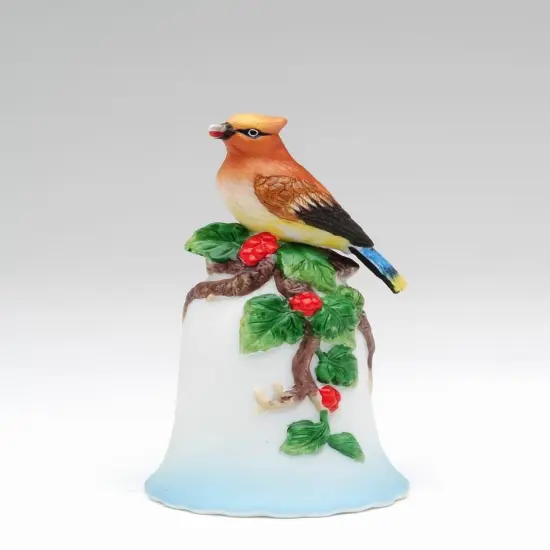 Ceramic Mini Cedar Waxing Bird Bell, Birdwatcher Gift, Gift for Her, Gift for Mom, Home Decor {2}