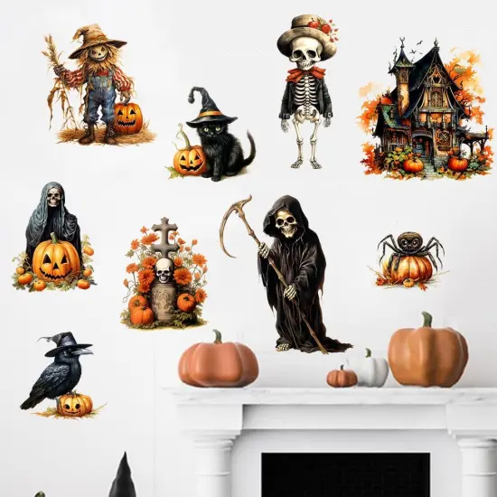 Halloween Wall Stickers Witch Bats Pumpkin {2}