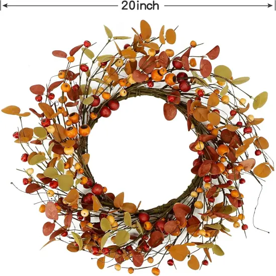 Fall Wreath - Orange Eucalyptus Leaves {2}