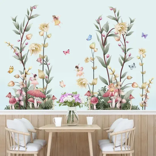 3 Sheets 12"x 36" Large Watercolor Fresh Plants Wall Decor Leaf and White Flowers {4}