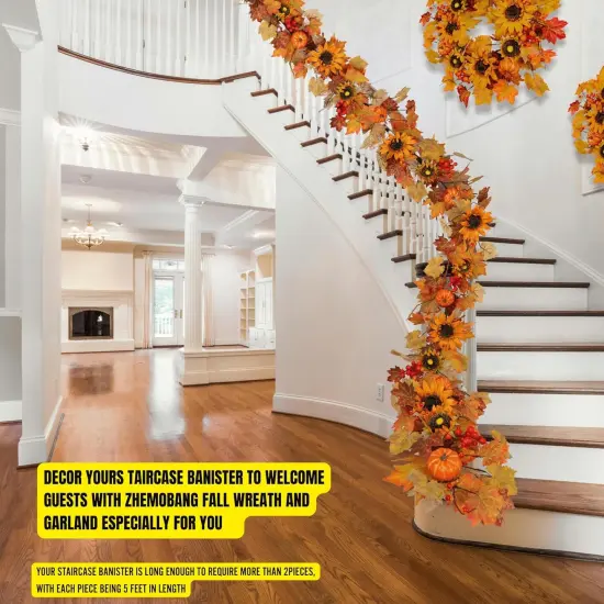 60 Inch Fall Garland (5 Ft) with Sunflowers and Pumpkins {4}