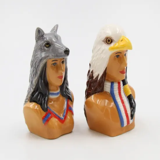 Ceramic Native American Indian Salt And Pepper Shakers, Home D&eacute;cor, Gift for Her, Gift for Mom, Kitchen D&eacute;cor {2}