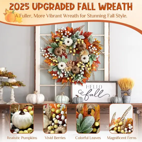 20" Autumn Fall Wreath - 1 Pack {5}