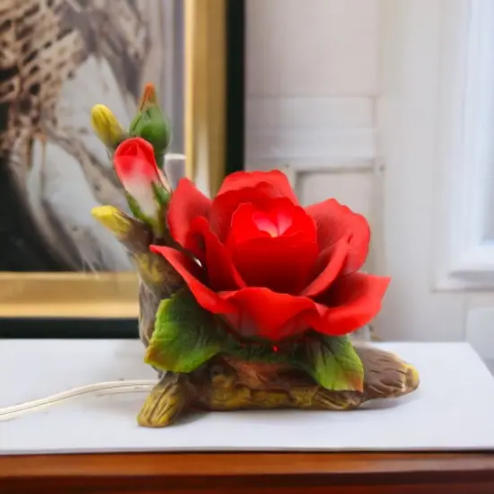 Ceramic Red Rose Nightlight, Home D&eacute;cor, Gift for Her, Gift for Mom, Bedroom D&eacute;cor, Valentine&rsquo;s Day D&eacute;cor, Romantic D&eacute;cor {1}