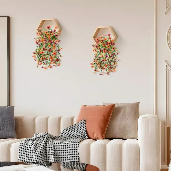 Artificial Mums Fall Hanging Flowers - Brown Orange {4}