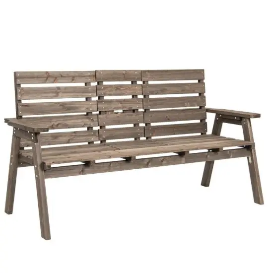 Garden Bench with Folding Table Fir Wood Outdoor Seating {1}