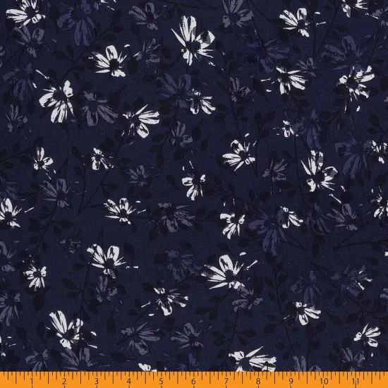 Mook Fabrics Aster Floral Cotton Fabric [108 in. Wide] - By The Yard True Navy {3}