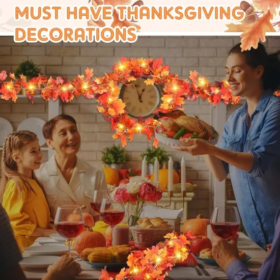 2 Pack Thanksgiving Maple Leaves Garland - Reddish Brown {4}