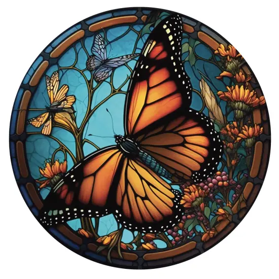 Monarch Faux Stained Glass Butterfly Sign {2}