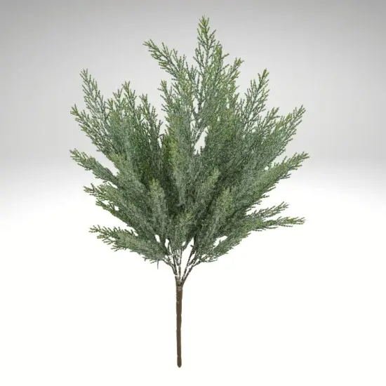 21" Iced Glitter Cedar Bush &ndash; 5-Stem Faux Greenery for Holiday Decor-84351 {2}