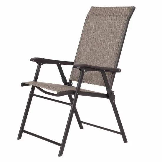 Set of 2 Folding Patio Chairs Outdoor Textilene Seating with Steel Frame for Deck Garden Porch {5}