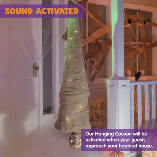 65" Halloween Decoration Cocoon Corpse, Animated Hanging Dead Body {2}