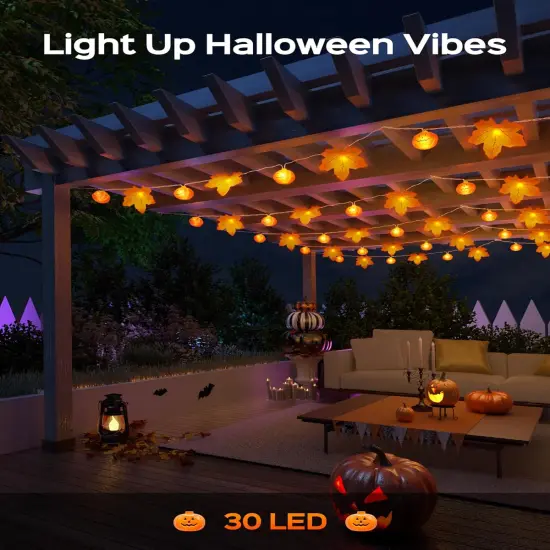 Halloween String Lights Pumpkin & Maple Leaf Lights {2}