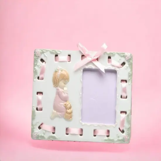 Ceramic Praying Girl Picture Frame, Religious D&eacute;cor, Religious Gift, Church D&eacute;cor, Church Gift, Baptism Gift {1}
