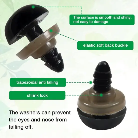 780pcs Plastic Safety Eyes and Noses with Washers Black 6mm to 12mm Crafts {2}