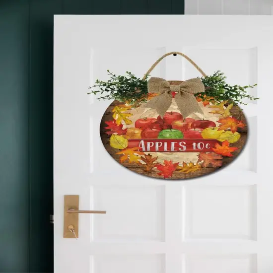 Front Door Porch Decorations Fall Apples Door Hanging Sign 12 inch {2}