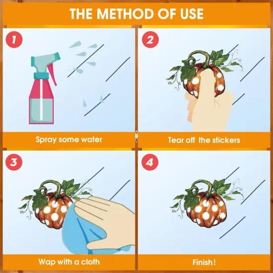 55 PCS Fall Window Cling Sticker, Thanksgiving Autumn Harvest Leaves {4}