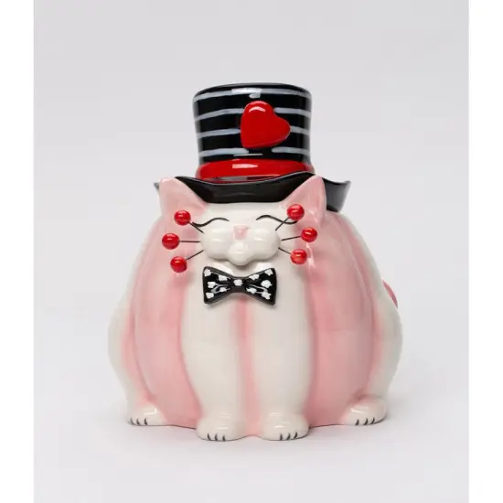 Ceramic Valentine Themed Whiskered Cat Chocolate Candy Jar, Gift for Her, Gift for Mom, Valentine&rsquo;s Day D&eacute;cor, Romantic D&eacute;cor {2}