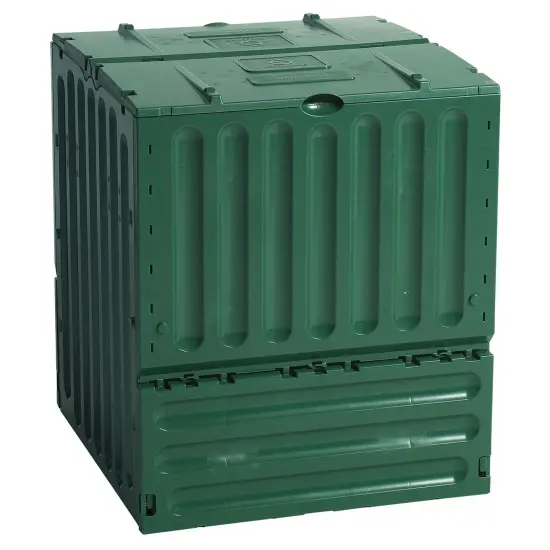 Green Recycled Plastic 110 Gallon Compost Bin with Dual Lids and Easy-Lock Assembly {1}
