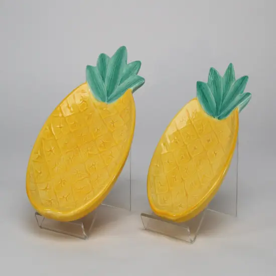 Hand Painted Ceramic Pineapple Plates - Set of 2, Home D&eacute;cor, Gift for Her, Gift for Mom, Kitchen D&eacute;cor, Summer Decor {4}