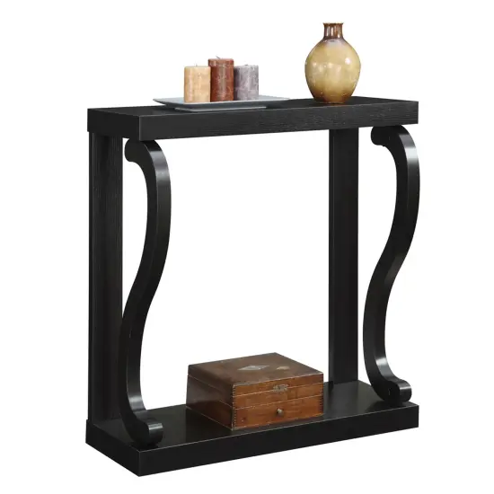 Modern Espresso Console Table with Curved Legs and Wood Grain Finish for Entryway or Hallway {3}