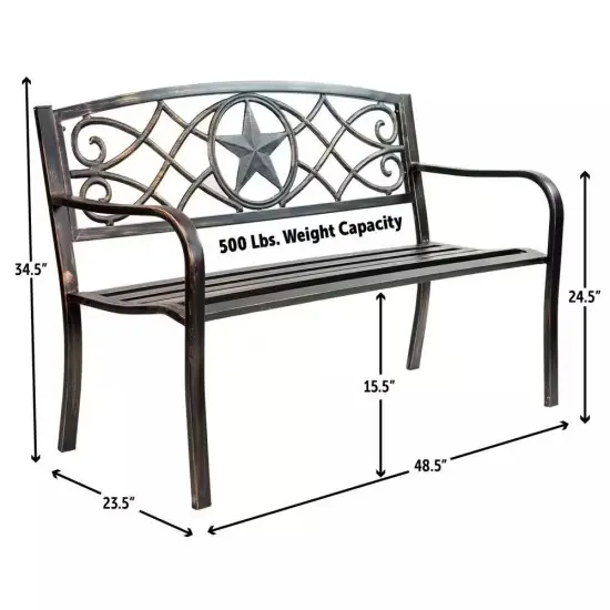 Outdoor Patio Bench 4ft Steel Garden Seat in Bronze Finish {5}