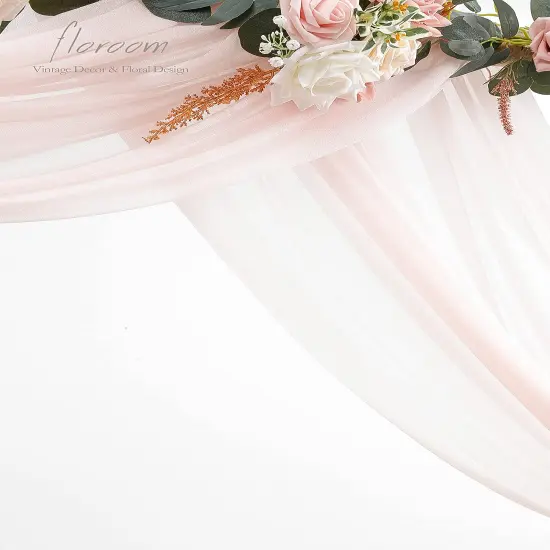 Wedding Arch Draping Fabric 2 Panels 20Ft Blush Chiffon Fabric Drapes Arbor Drapery Wedding Ceremony Reception Swag Decorations {4}