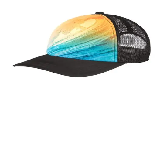 Port Authority&reg; Photo Real Snapback Trucker Cap Structured Mid Profile Polyester Sublimated Print City Street {7}