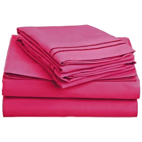 Queen Size 4 Piece Sheet Set Pink Soft Microfiber Bed Sheets {1}