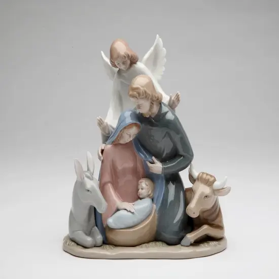 Ceramic Angel With Holy Family Nativity Figurine, Christmas D&eacute;cor, Religious D&eacute;cor, Gift, Church D&eacute;cor, Baptism Gift, Easter D&eacute;cor {3}