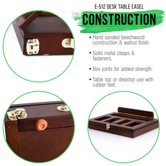 Walnut Adjustable Wooden Art Easel: Portable Tabletop Easel with Storage 3-Drawers & Paint Palette - Beechwood Table Top Easels for Painting, Canvas, Artist Stand & Drawing Board {5}