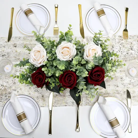Dining Table Centerpiece Decor - (Burgundy Champagne) {4}